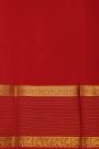 Mysore Crepe Red Saree With Florals And Leaves Jaal Border