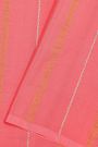 Mysore Crepe Peach Pink Saree With Zari Lines Body