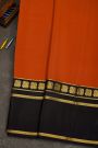 Mysore Crepe Rust Orange Saree With Gap Border