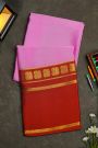 Mysore Crepe Baby Pink Saree With Gap Border