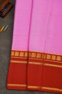 Mysore Crepe Baby Pink Saree With Gap Border