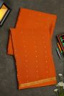 Mysore Crepe Rust Orange Saree With Small Mango Paisley Buttis Body