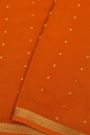 Mysore Crepe Rust Orange Saree With Small Mango Paisley Buttis Body
