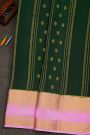 Mysore Crepe Bottle Green Saree With Gap Border