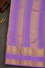 Mysore Crepe Navy Blue Saree With Zari Lines And Floral Buttis Body