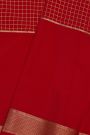 Mysore Crepe Red Saree With Checks And Zari Body