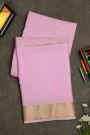 Mysore Crepe Baby Pink Saree With Zari Checks Body
