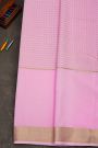 Mysore Crepe Baby Pink Saree With Zari Checks Body
