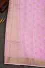 Mysore Crepe Baby Pink Saree With Zari Checks Body