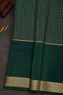 Mysore Crepe Bottle Green Saree With Diamonds In Zari Border