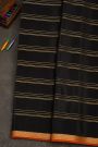 Mysore Crepe Black Saree With Lines In Zari Body