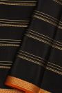 Mysore Crepe Black Saree With Lines In Zari Body