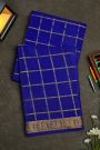 Mysore Crepe Royal Blue Saree With Zari Checks Body
