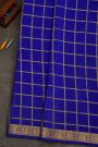 Mysore Crepe Royal Blue Saree With Zari Checks Body
