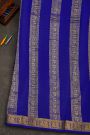 Mysore Crepe Royal Blue Saree With Zari Checks Body