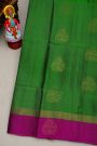 Coimbatore Silk Bottle Green Saree WIth Floral Buttis Body