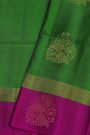 Coimbatore Silk Bottle Green Saree WIth Floral Buttis Body