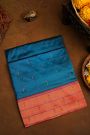Paithani Silk Blue Saree With All Over Muniya Buttis In Zari Checks Body And Triple Muniya Border