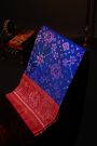 Patola Silk Royal Blue Saree With Florals And Elephants Border