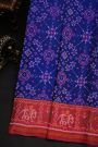 Patola Silk Royal Blue Saree With Florals And Elephants Border