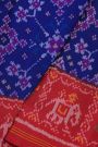Patola Silk Royal Blue Saree With Florals And Elephants Border