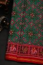 Patola Silk Leaf Green Saree With Elephant And Parrot In Box Border