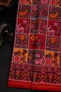 Patola Silk Multi-Colour Saree With Florals And Deers In Checks