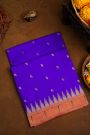 Paithani Silk Blue Saree With All Over Peacock Buttis In Zari Body And Single Muniya Border