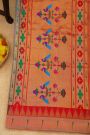 Paithani Silk Sea Blue Saree With Muniya Buttis Border