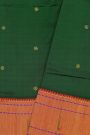 Paithani Silk Bottle Green Saree With Muniya Buttis Border