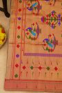 Paithani Silk Wine Saree With Muniya Buttis Border