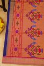 Paithani Silk Navy Blue Saree With Muniya Buttis Border