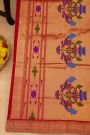 Paithani Silk Red Saree With Muniya Buttis Border