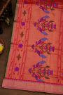 Paithani Silk Bottle Green Saree With Muniya Buttis Border