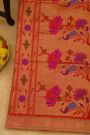Paithani Silk Bottle Green Saree With Muniya Buttis Border