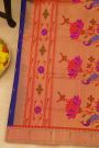 Paithani Silk Navy Blue Saree With Muniya Buttis Body