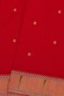 Paithani Silk Red Saree With Muniya Buttis Border