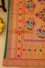 Paithani Silk Bottle Green Saree With Muniya Buttis Border