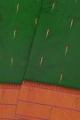 Paithani Silk Bottle Green Saree With Muniya Buttis Body