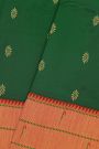 Paithani Silk Bottle Green Saree With Muniya Buttis Border