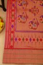 Paithani Silk Baby Pink Saree With Muniya Buttis Border