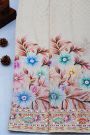 Fancy Crepe Off White Saree With Florals And Sequence Work Body