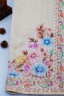 Fancy Crepe Off White Saree With Florals And Sequence Work Body