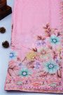 Fancy Crepe Pink Saree With Floral And Sequence Work Border