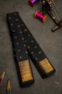 Gadwal Silk Black Saree With Florals And Buttis Body