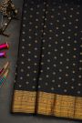 Gadwal Silk Black Saree With Florals And Buttis Body