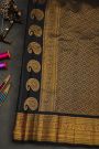 Gadwal Silk Black Saree With Florals And Buttis Body