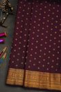 Gadwal Silk Dark Wine Saree With Florals And Buttis Body