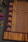 Gadwal Silk Dark Wine Saree With Florals And Buttis Body