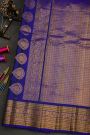 Gadwal Silk Royal Blue Saree With Florals And Buttis Body